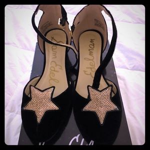 Girls Sam Edelman black Velvet Star Sequin Pump